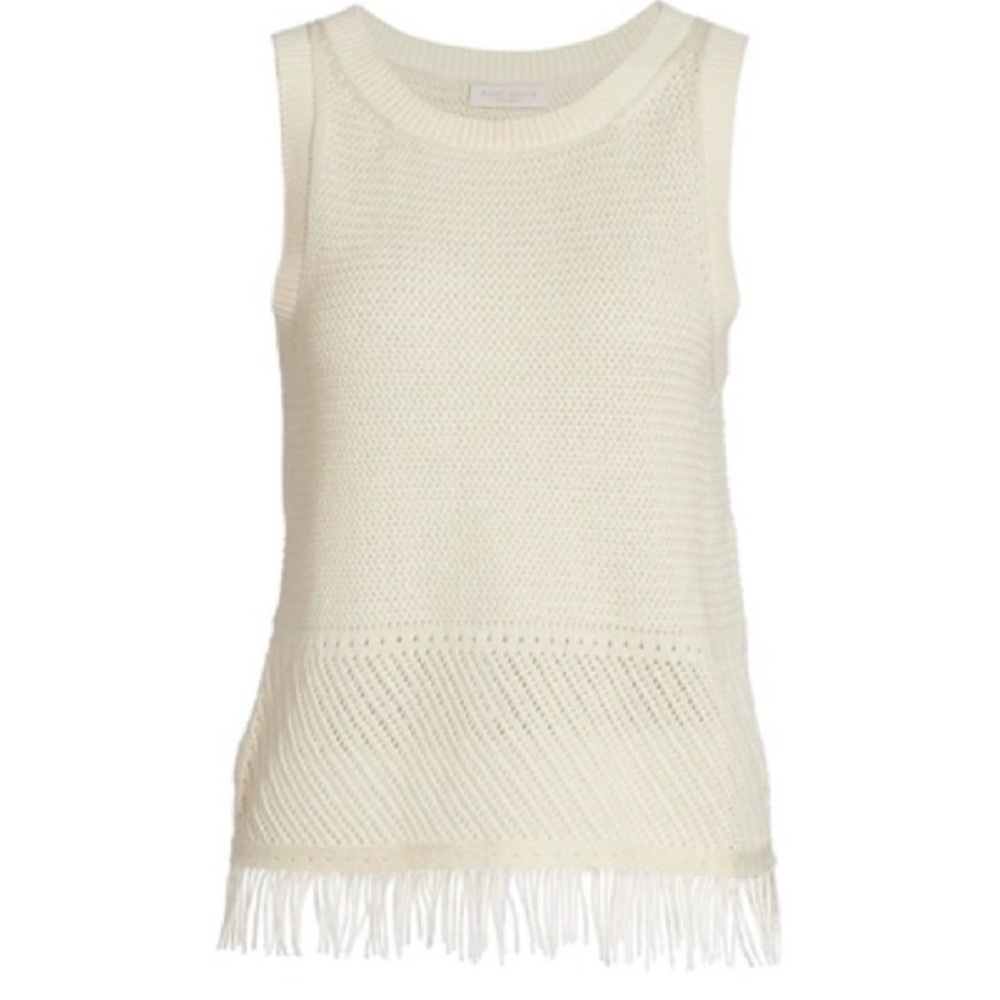 Ramy Brook Cream Knit Fringe Tank Top - Picture 2 of 8